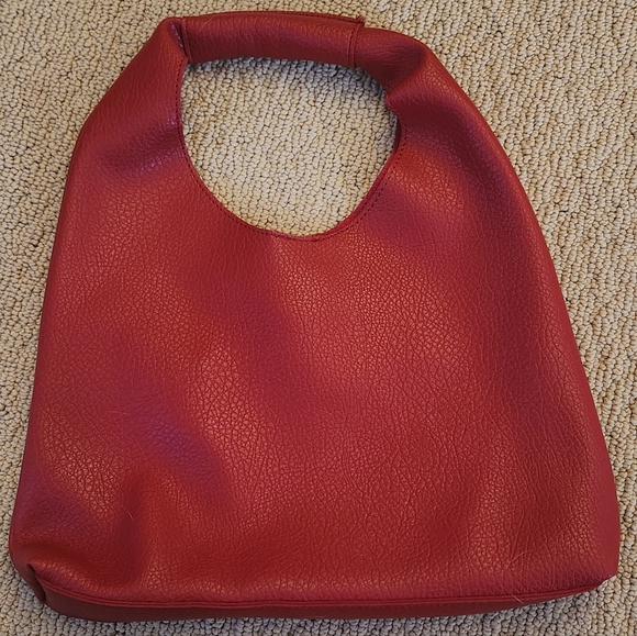 NWOT Banana Republic Vegan Leather Mini Slouchy Tote in Red - Picture 3 of 8